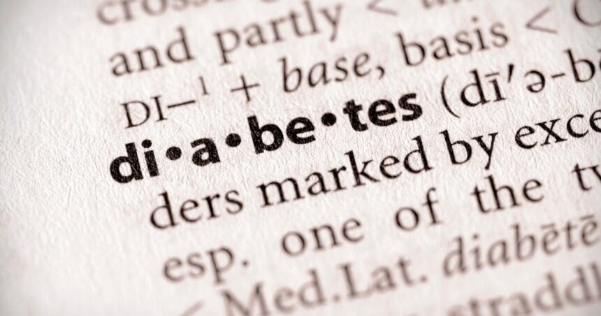 The word diabetes on a dictionary page